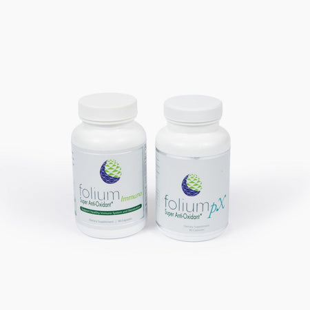 Folium PX and Immuno bottles for immune support and detox